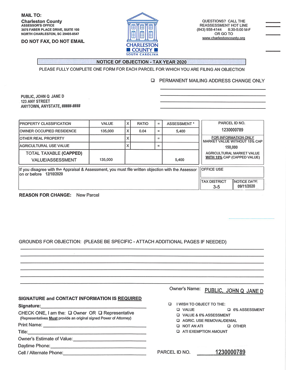 Sample Objection Form